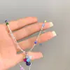 Collar de Cuentas Hecho a Mano Coreano de Color Contrastante Piedra Ojo de Gato Dopamina Cadena para Clavícula Fresca Dulce y Linda Primavera y Verano