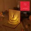 Cartão de aniversário musical com luz 3D estéreo bolo cartão de felicitações gravável presente feito à mão DIY cartão de bênção para funcionários