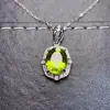 Venta al por mayor de fábrica Popular Colgante de Peridoto Natural Plata S925 Incrustado Piedra Principal 8*10 Joyería de Lujo Venta Directa de Fábrica