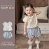Traje de Verano Fino de Manga Corta para Niña, Camiseta Floral para Bebé Niña, Conjunto de Dos Piezas de Algodón Puro Clase A para Niña, Ropa Infantil Súper Linda