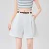 Tiro real pantalones cortos de trabajo para mujer verano finos cintura alta pierna ancha pantalones de traje línea A sueltos casuales ajuste ceñido pantalones de cinco puntos