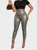 Calça Brilhante Estampada de Cobra de Cintura Alta Estilo Europeu e Americano para Mulheres, Leggings Elásticas Emagrecedoras Plus Size, Calça Longa Fashion para Festa e Boate
