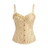 Corset com alça de babados em jacquard com tiras nas costas, modelador em formato de espartilho, cinta modeladora para a cintura, top bustiê emagrecedor para mulheres