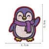 Parche Bordado de Animalitos Estilo Navideño de Invierno Pingüino Lindo Mapache Panda Bufanda Sombrero Dibujos Animados Termoadhesivo Reparación