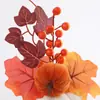 Adornos de Decoración para el Hogar de Halloween, Calabazas de Espuma con Hojas de Arce del Festival de la Cosecha, Accesorios de Frutas Rojas, Ambientación de Mesa Atmosférica