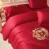2026 Nuevo Moderno Rojo Boda Puro Algodón Juego de Cuatro Piezas Dote de Boda Lujo Ligero Nueva Colcha de Boda Cama de Boda Boda