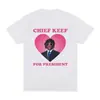 Camiseta Transfronteriza 180g Rapper Chief Keef para Presidente Moda Masculina Casual Manga Corta