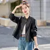 Jaqueta de couro genuíno Haining para mulheres, nova moda primavera/outono 2026, elegante e estilosa, comprimento curto, jaqueta de pele de carneiro de alta qualidade
