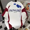 Camiseta de Manga Corta 100% Algodón Puro Estilo Callejero Americano con Letras para Hombres y Mujeres, Verano Holgada, Tacto de Alta Gama, Tops Versátiles para Parejas Ins