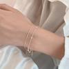 Regalo Tanabata pulsera de hueso de serpiente plateado con cuentas redondas pequeñas, doble capa para amigas, joyería de mano simple para mujeres, popular en línea, para parejas, venta al por mayor