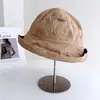 Chapéu de pescador de algodão lavado estilo Harajuku para todas as estações para mulheres, chapéu com tecido de proteção solar, chapéu bucket casual para o dia a dia, chapéu de sol versátil, moderno