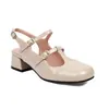 Novos sapatos Mary Jane europeus e americanos com fivela, sapatos de tira, bico fechado, parte traseira vazada, sapatos de salto único, sandálias de verão, tamanhos grandes 40-43