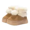 Invierno Nuevo Estilo Moda de Moda para Mujer Versátil Sencillo Zapatos de Algodón Cálidos Cómodos Felpa Media Caña Para Uso al Aire Libre Botas de Nieve