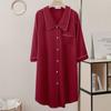 Pijama de Verano Personalizado para Mujer, Camisón Sexy Estilo Francés de Seda Hielo con Mangas Tres Cuartos, Ropa de Casa Casual Blanca, Estilo Perezoso, Estilo de Lujo Ligero