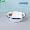 Balanza de Esmalte Antiguo Retro Nostálgico Espesada Balde de Sopa de Esmalte con Flores Venta al por Mayor Borde Enrollado Balde para Verduras Gran Capacidad Tazón de Arroz de Esmalte