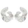 Nuevos Pendientes Irregulares Transfronterizos para Mujer, Pendientes Retro Personalizados de Aleación con Textura en Forma de Abanico, Pendientes Exagerados Europeos y Americanos al Por Mayor