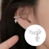 Clip de Oreja sin Perforación Iris Cross Pendientes Falsos Creativos Nuevo de Verano Estilo Europeo y Americano Brazalete de Oreja Súper Brillante con Diamantes Completos