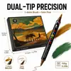 Set de marcadores de doble punta para arte, con diseño estilo chino, adecuado para el dibujo y los garabatos de estudiantes, y permite superponer colores