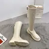 Botas altas de cuero de nicho, botas largas casuales para mujer, botas individuales de moda para otoño e invierno, botas de suela gruesa, botas de montar de tacón grueso