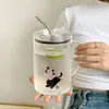 Copo de vidro de grande capacidade ml para uso doméstico, copo para sucos e bebidas, novo copo com canudo de alta aparência para mulheres, adequado para fazer chá