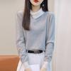 Suéter de lana con cordón y solapa alta, otoño e invierno 2024, nueva camisa holgada y adelgazante para mujer, suéter corto a juego de colores
