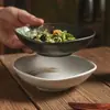 Vajilla de Cerámica Negra Transfronteriza Izakaya Japonesa Barbacoa Sushi Sashimi Plato Hondo Olla Caliente Plato Hondo Plato Puntiagudo