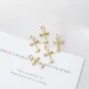 Cruz de Diamante Banhada Pendurada Fogos de Artifício Floridos Asas de Anjo com Diamantes Completos Acessórios de Joia Simples Pingente de Colar DIY