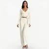 Conjunto de Yoga Yuan Otoño e Invierno Cepillado de Alta Elasticidad Ajustado para Mujer, Manga Larga Pantalón Largo, Conjunto de 2 Piezas Transfronterizo para Deportes y Fitness