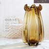 Jarrón de cristal grueso con forma de flor de alta gama, creativo, de lujo, ligero, para decoración de sala de estar, arreglo floral nórdico moderno, simple y acuático