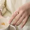Anillo Guía de Jade Blanco Hetian Rojo Diseño Simple de Nicho Anillo Diseño Estilo Chino Regalo de Vacaciones