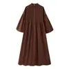 Aliexpress Wholesale Nuevo Vestido de Verano 2025 Ropa de Mujer Transfronteriza Europea y Americana con Botones Mangas Abullonadas y Decoración de Rayas