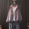 Estilo Nuevo Primavera y Otoño Holgado Versátil Casual Manga Larga Holgado Talla Grande Doble Capa Gasa de Algodón Lunares Con Capucha Chaqueta Corta