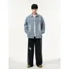 Otoño 2025 Nueva Chaqueta Casual Versátil para Hombre con Solapa Streetwear Estilo de Trabajo en Mezclilla Lavada Desgastada