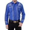 2023 nueva moda transfronteriza para hombre camisa bordada patrón estilo occidental americano bordado camisa holgada de manga larga