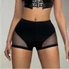 Pantalones Deportivos Casuales para Mujer Verano Ins Europeo y Americano Ajustados Pantalones de Melocotón con Empalmes de Malla Pantalones Cortos 5586