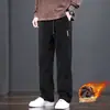 Pantalones Casuales Gruesos de Pana con Felpa Plus para Hombre, Otoño Invierno, Modernos, Cómodos, para el Trabajo, Holgados, Pierna Recta, Largos