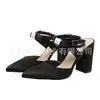 Nuevos zapatos de tacón alto para mujer estilo europeo y americano Juyuan en stock con punta fina, moda de comercio exterior, talla grande, con correa al tobillo y hebilla, sandalias para mujer