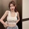 Verano 2024 Dulce Puro Chica Picante Sexy Camisola Tejida Exterior Top Tubo Exterior Sin Mangas Top Corto para Mujer