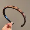 Faixa de cabelo xadrez de cetim para mulheres, faixa de cabelo antiderrapante para outono e inverno, uso diário, faixa de cabelo para lavar o rosto, acessório de cabelo de coroa alta