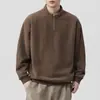 Sudadera de Medio Cierre con Cuello Alto Estilo Americano Nueva para Otoño 2026 para Hombre, Manga Larga de Peso Pesado, Corte Holgado Simple, Ropa Exterior Versátil