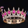 Tiara de Novia de Venta Caliente Transfronteriza Corona Redonda de Cristal Redondo Barroco de Alta Gama Corona de Princesa Cumpleaños Accesorios de Boda Lote