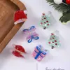 Serie Navideña Linda Transfronteriza Pinzas Planas Pequeñas, Cajas de Regalo de Árbol de Navidad, Gorros de Navidad, Pinzas para el Cabello, Accesorios para el Cabello de Fiesta Navideña