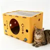 Casa modular para gatos de fieltro con diseño de corte en forma de pez, se puede montar y desmontar, adecuada para todas las estaciones. Se puede usar como cama para gatos o como casa rascadora para gatos. Tamaño: 58 cm de largo, 34 cm de ancho, 30 cm de alto.