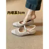 Zapatos de mujer en stock, tallas 34-40, con 5 cm de aumento de altura interna, versátiles, de una correa con hebilla, transpirables, de corte bajo, tejido calado, modernos