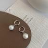 Aretes Colgantes de Perlas de Cuentas de Dongdaemun Coreano para Mujer, Aretes Simples Elegantes para el Día a Día, Aretes Versátiles, Cobre Chapado en Oro para Mujer