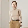 Suéter Básico de Punto Ajustado de Manga Larga para Mujer, Cuello Medio Alto, Otoño e Invierno