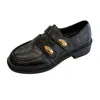 Mocassins marrons retrô com tira de velcro e salto grosso para mulheres, nova coleção de outono 2026, versáteis e adequados para o trabalho, sapatos pequenos de couro estilo britânico