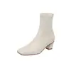 Botas de estilo coreano, elegantes, de cor sólida, com corte justo para mulheres, coleção outono/inverno 2026, apresentando um salto médio grosso, bico quadrado, design elástico e um efeito emagrecedor que acentua as pernas, perfeitas para o trabalho