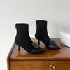 Botas de Mujer~Botines de Tacón Alto para Mujer 2025 Nuevas Botas Chelsea de Invierno con Puntera Puntiaguda y Pedrería, de Longitud Media hasta la Pantorrilla, Pedido Pequeño Transfronterizo