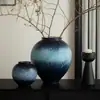 Jarrón de cerámica Jingdezhen con esmalte de cielo estrellado y cuerpo redondo, adorno de arte para mueble de TV, decoración de entrada estilo Wabi-sabi, envío gratis